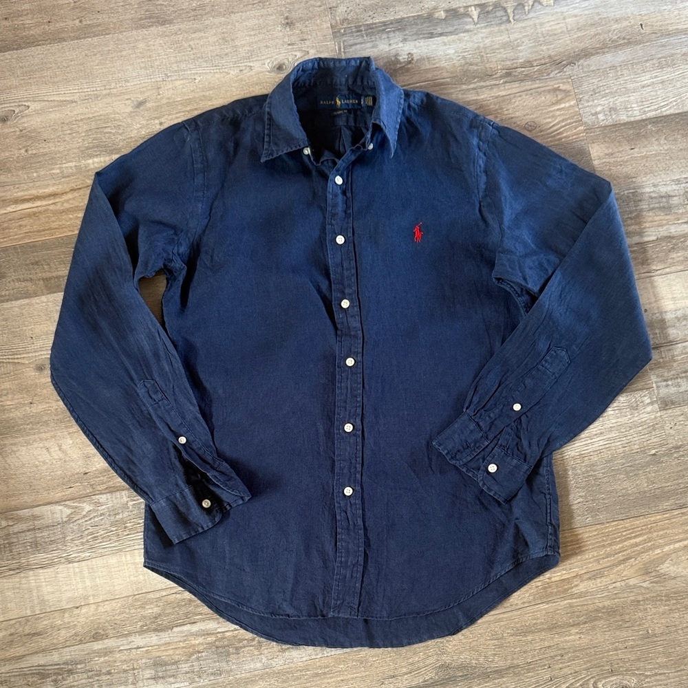 Ralph Lauren Dark Blue Casual Shirt 100% Linen size S